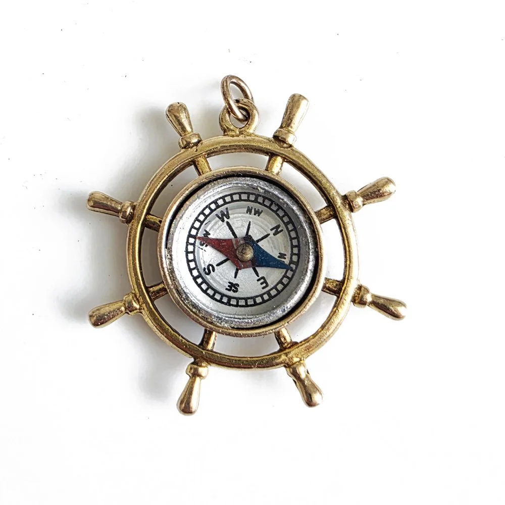 1960s Ship's Wheel Compass Pendant Jewels Antiqua
