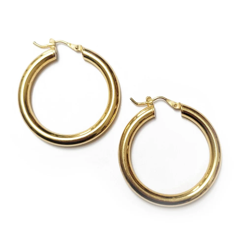 Perfect 18ct Gold Tube Hoops