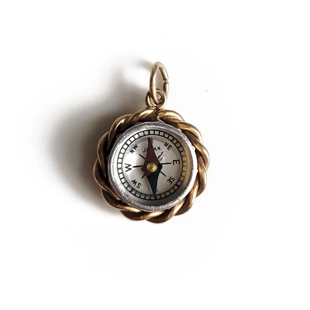 1960s 9ct Gold Compass Fob Pendant Jewels Antiqua