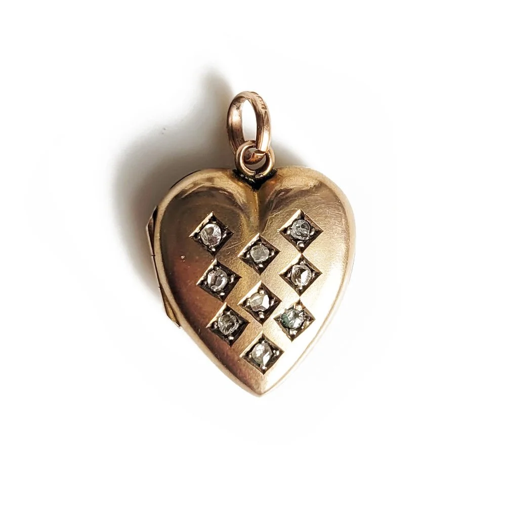 Late Victorian Rose Diamond Heart Locket