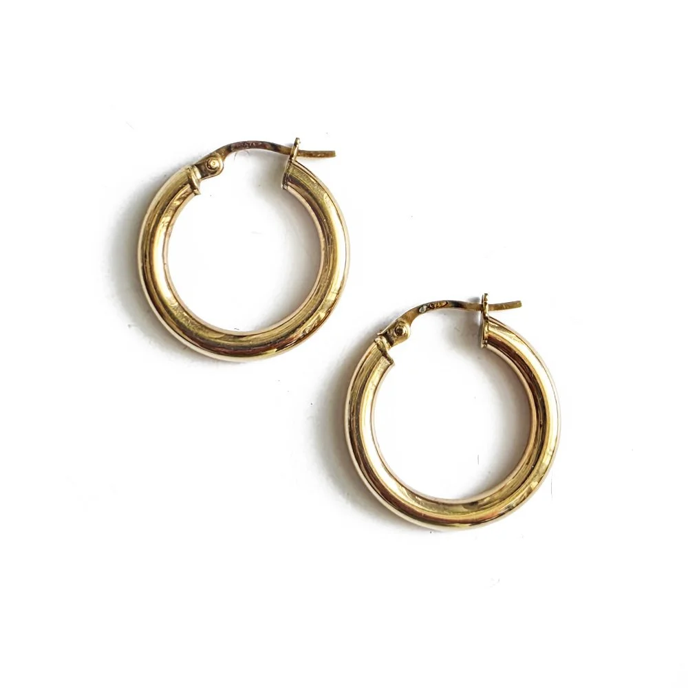 Vintage 9ct Gold Slim Tube Hoops
