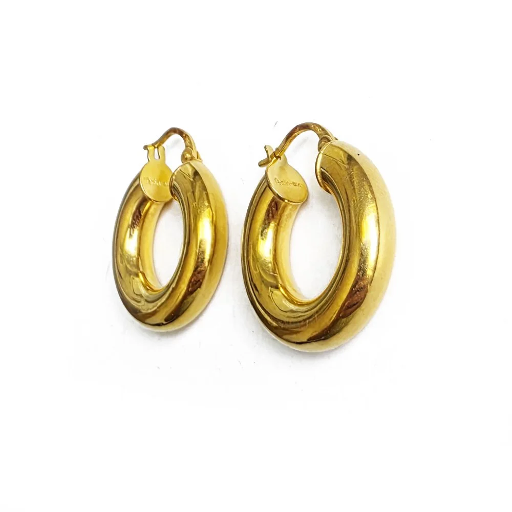 Vintage 18ct Gold Chubby Tube Hoops
