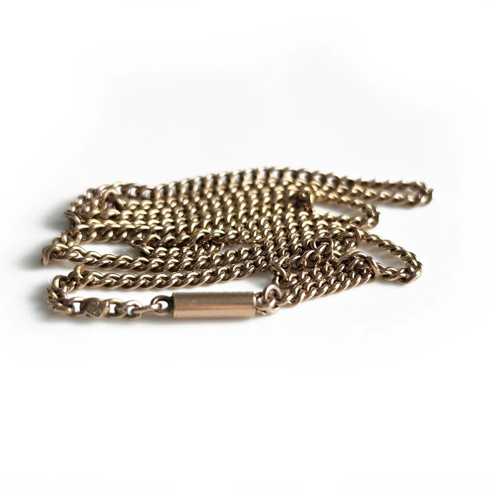 Perfect Antique 9ct Gold Mini Curb Link Chain