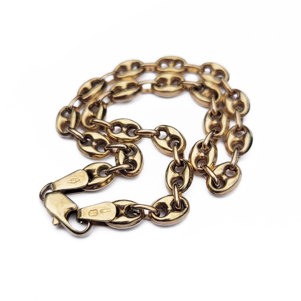 Perfect Vintage Puffy 9ct Gold Mariner Bracelet
