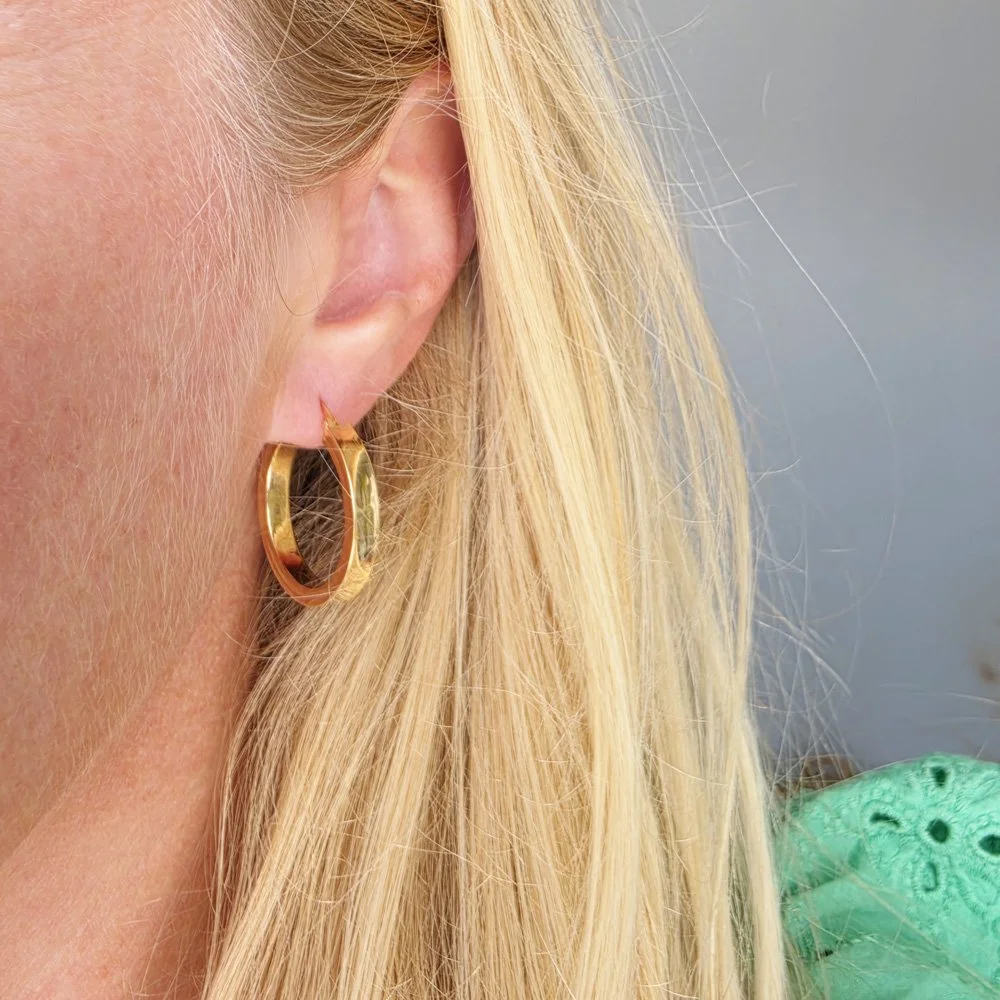 Vintage 9ct Gold Concave Hoops by UnoAErre