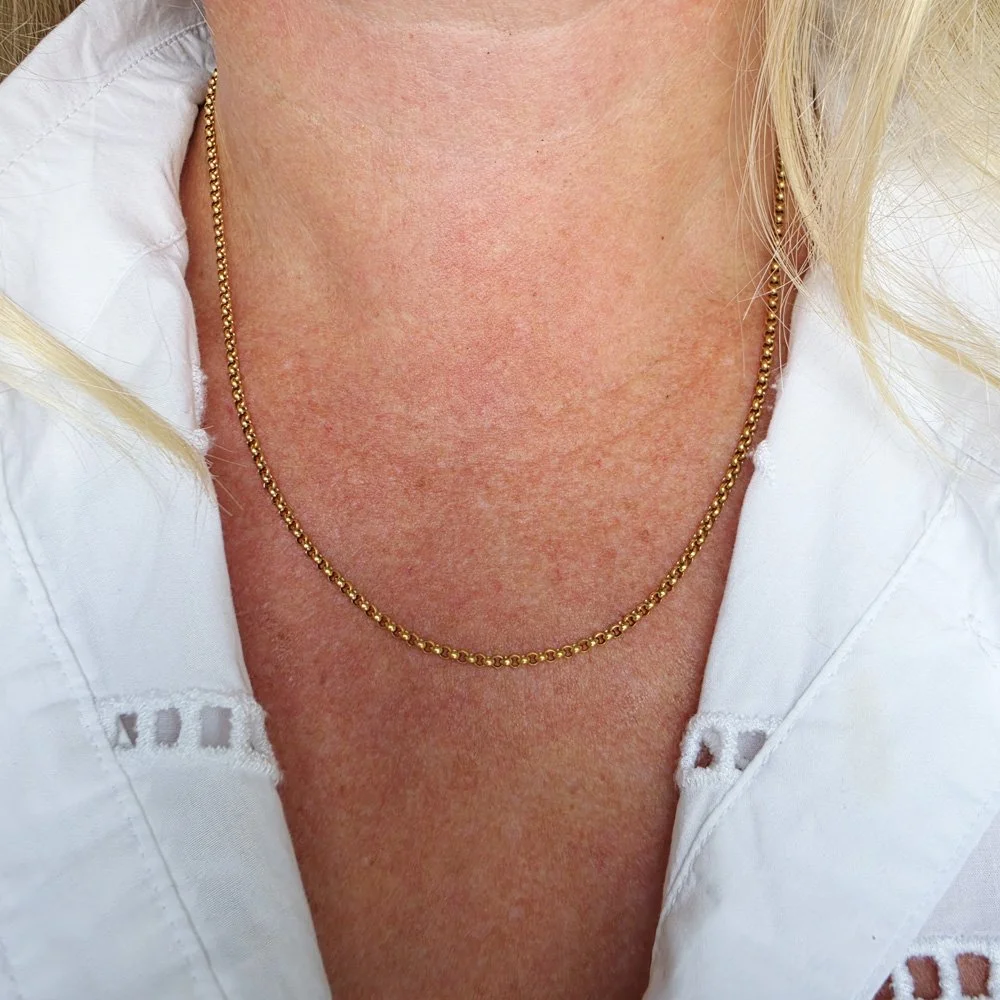 Beautiful Antique 9ct Gold Slim Belcher Chain
