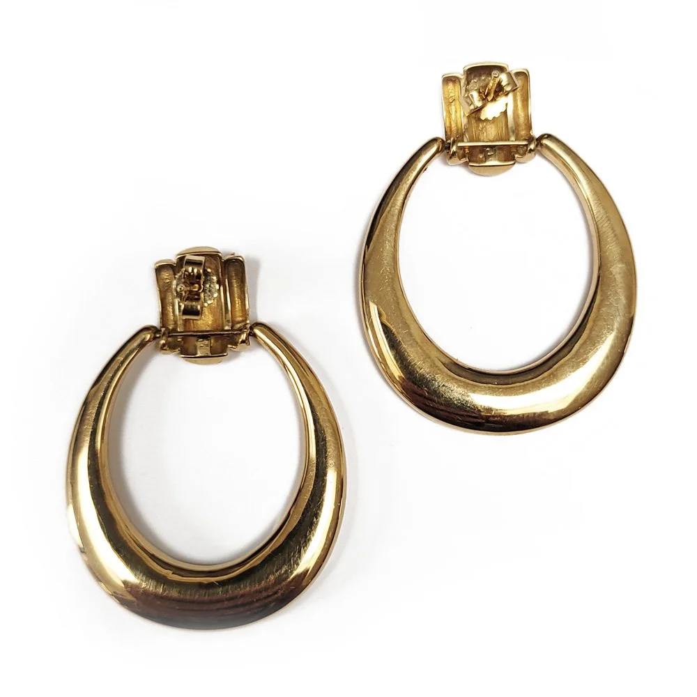 Fabulous Vintage 18ct Gold 'Door Knocker' Hoop Earrings