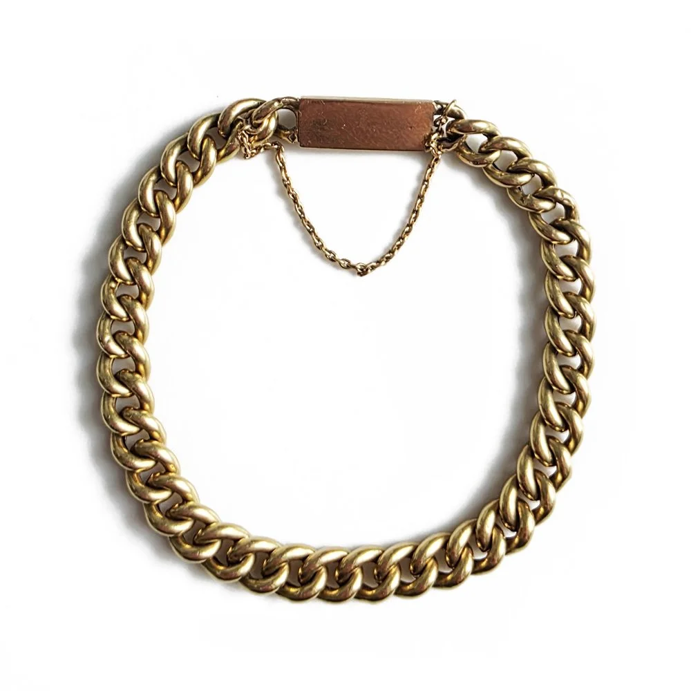 Victorian 18ct Gold 'Night & Day' Curb Link Bracelet