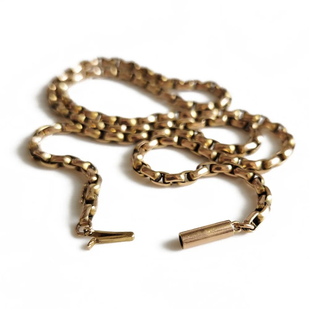 Antique 9ct Gold Belcher/Biker Link Chain with Barrel Clasp