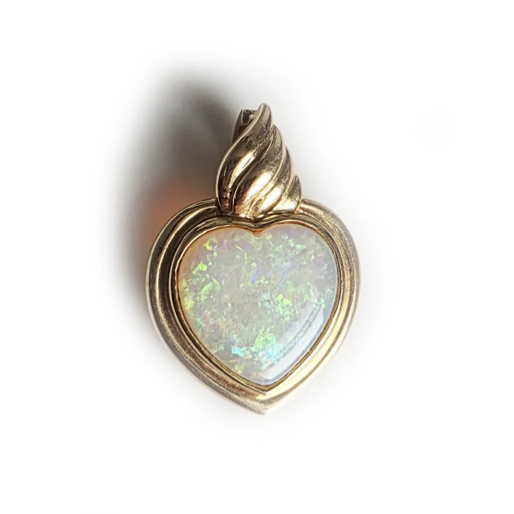 Vintage Opal 'Flaming Heart' Pendant