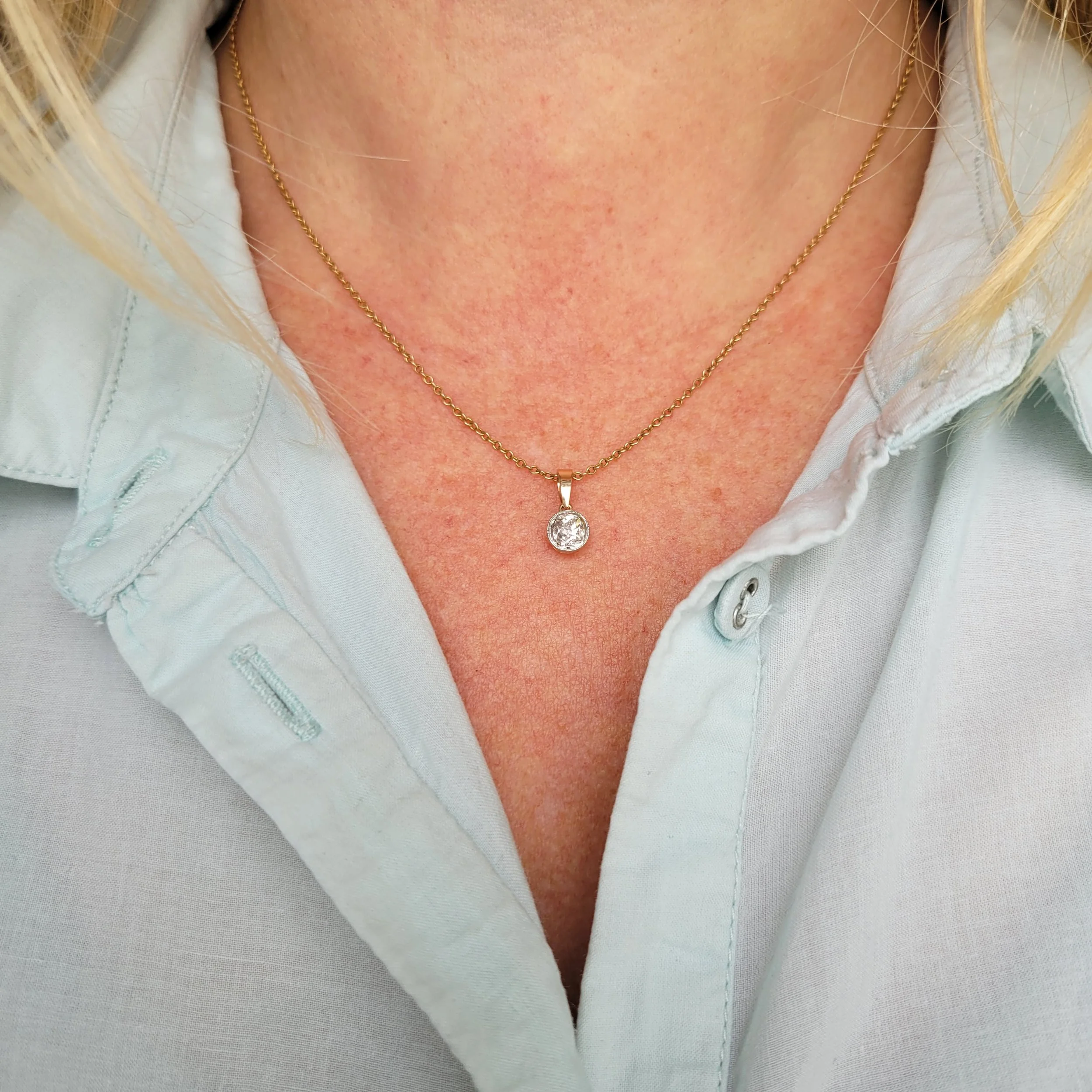 Antique 0.46ct Old Cut Diamond Pendant Jewels Antiqua