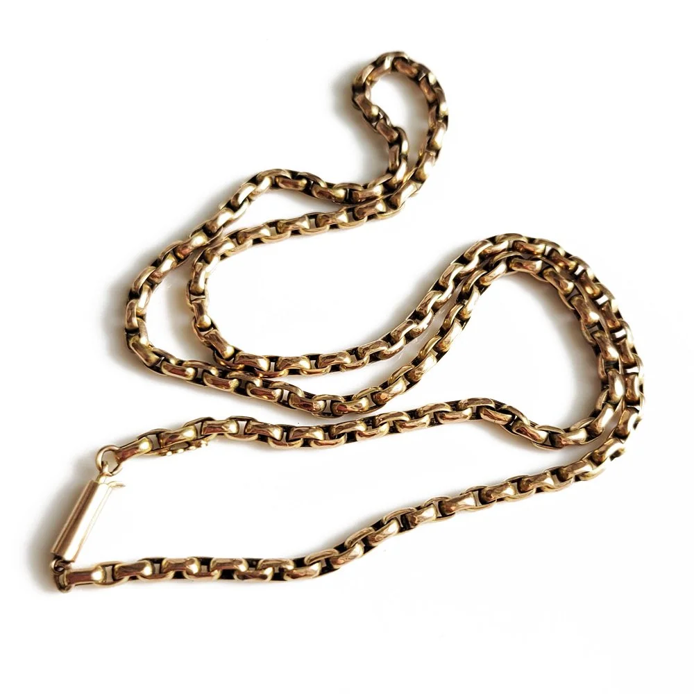 Antique 9ct Gold Belcher/Biker Link Chain with Barrel Clasp