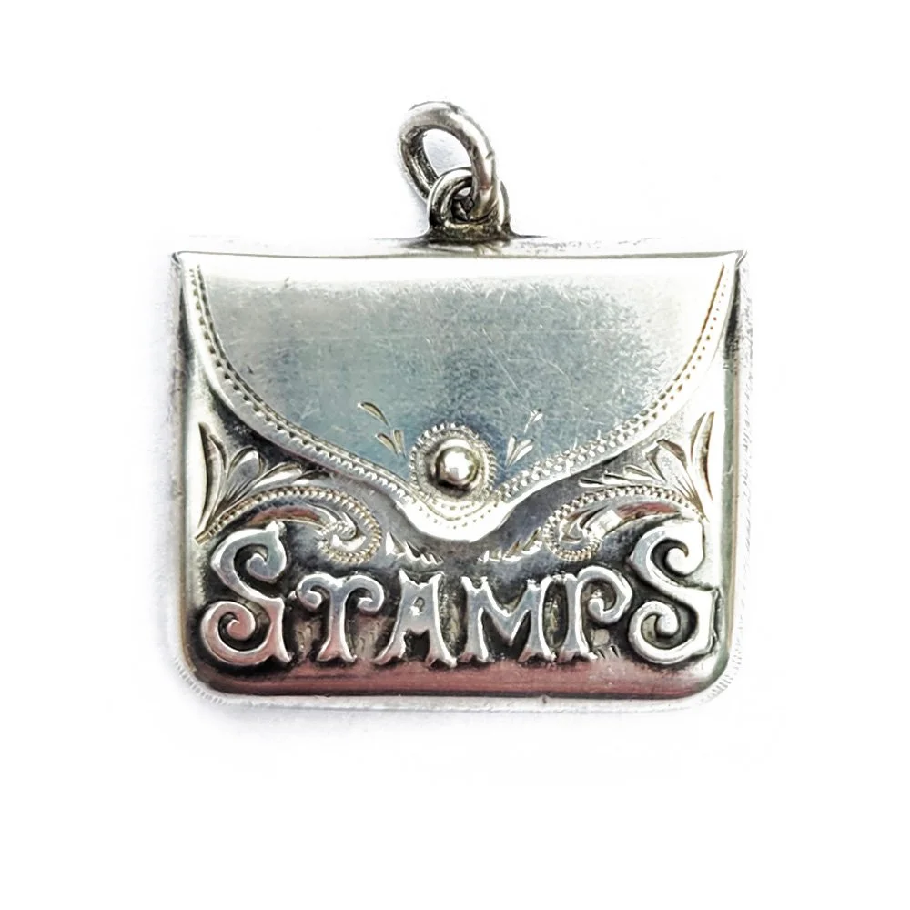 Edwardian Silver 'Stamps' Envelope Pendant