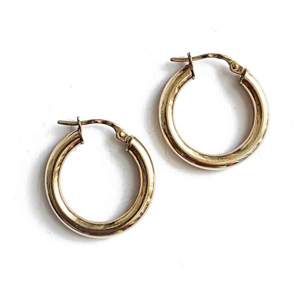 Vintage 9ct Gold Slim Tube Hoops