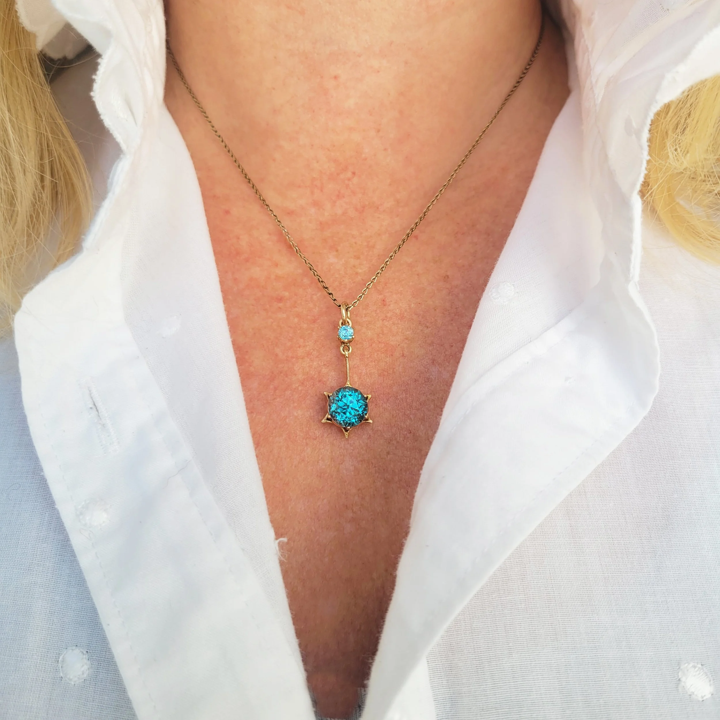 Antique Blue Zircon Pendant