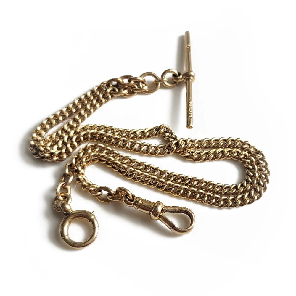 Antique 18ct Gold Slim Curb Link Albert Chain
