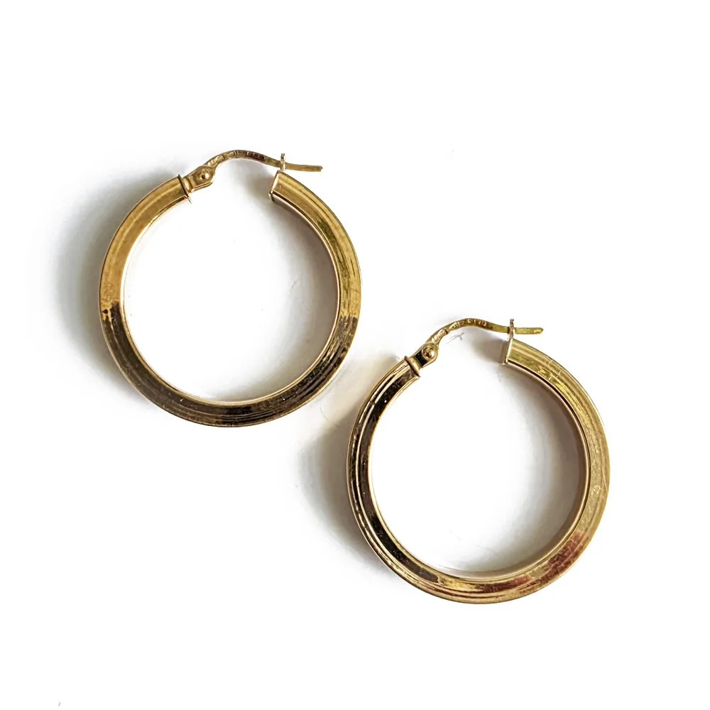 Vintage 9ct Gold Concave Hoops by UnoAErre