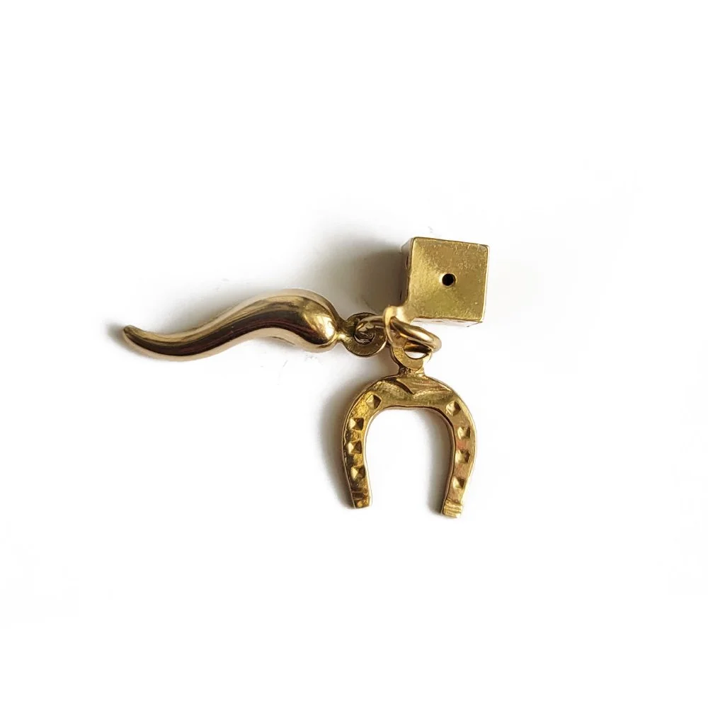 Vintage 9ct Lucky Charm Pendant Trio