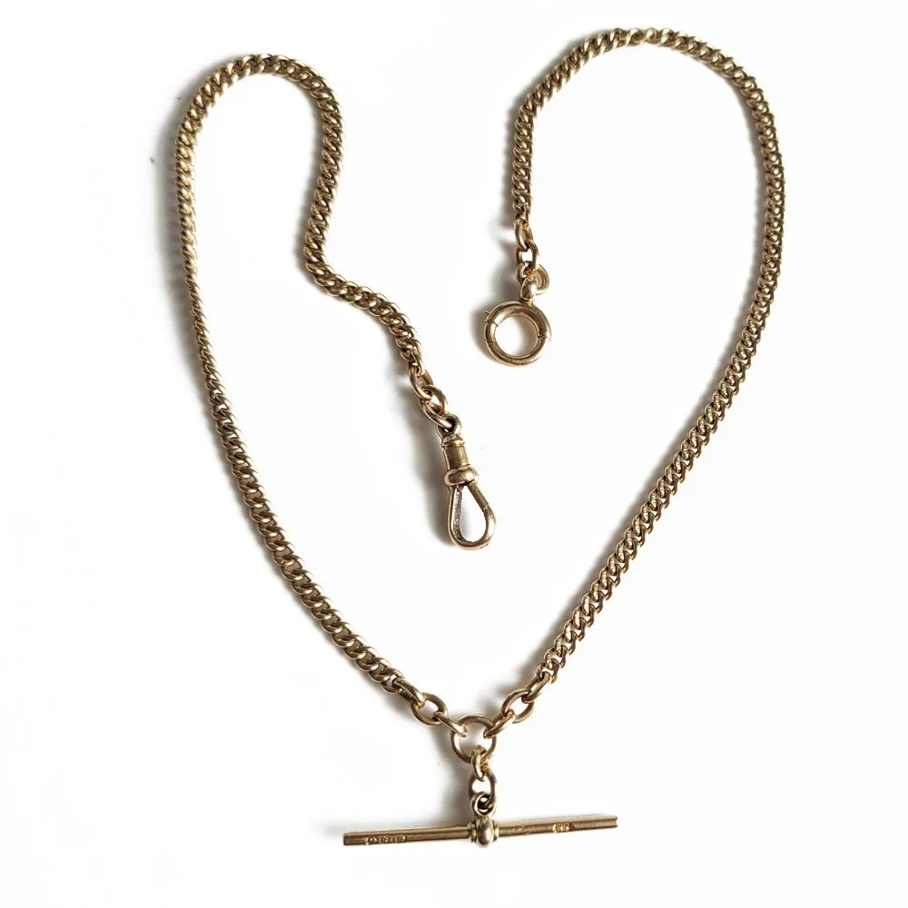 Antique 18ct Gold Slim Curb Link Albert Chain Jewels Antiqua