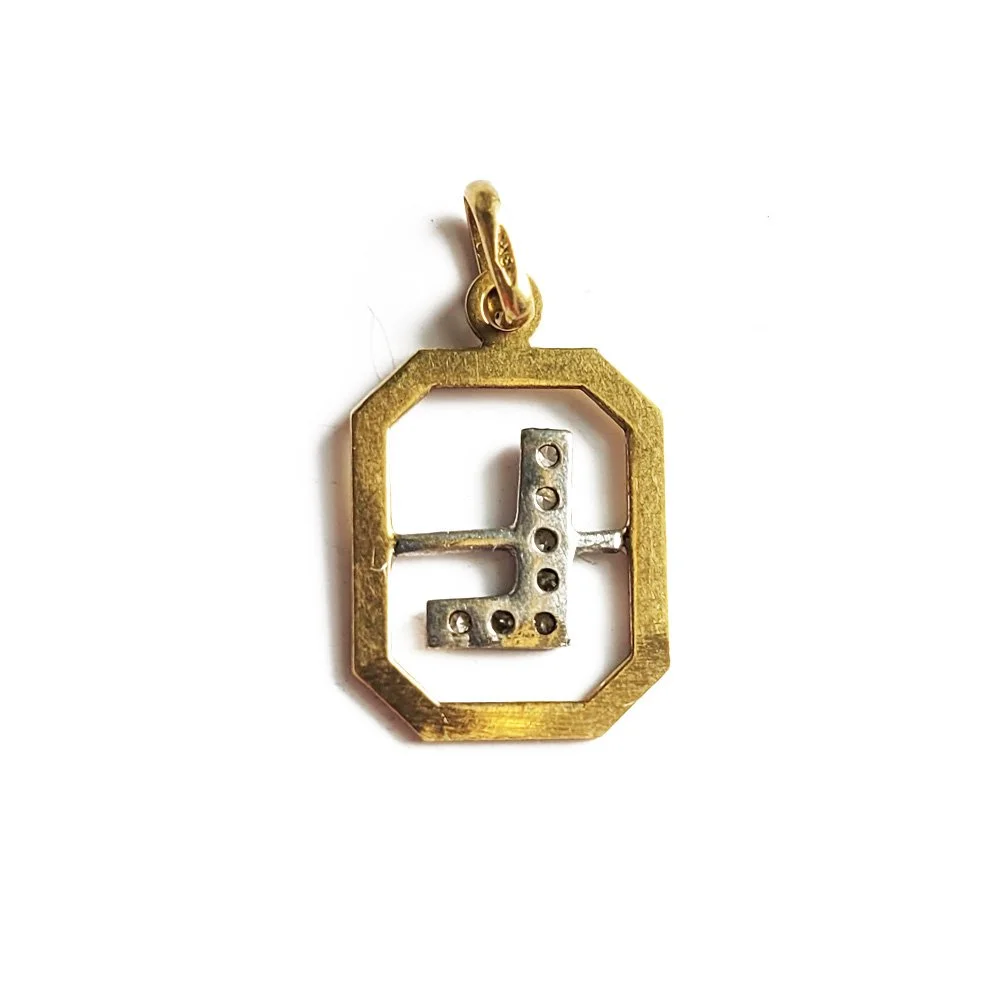 Vintage Diamond 'L' Pendant