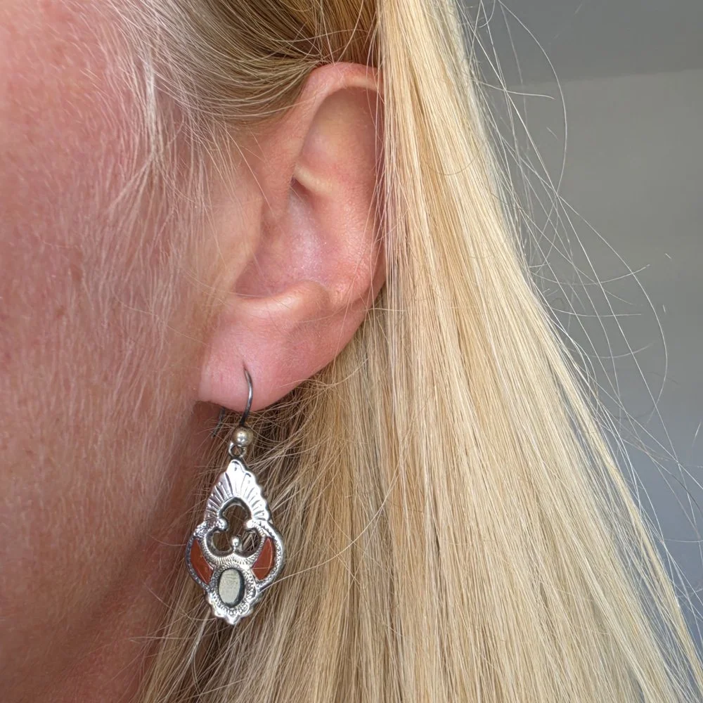 Victorian Silver & Hardstone Drop Earrings