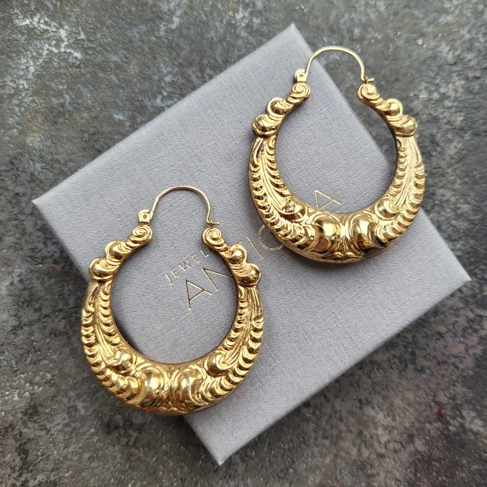 Vintage 9ct Gold Big & Bold Creole Style Hoops
