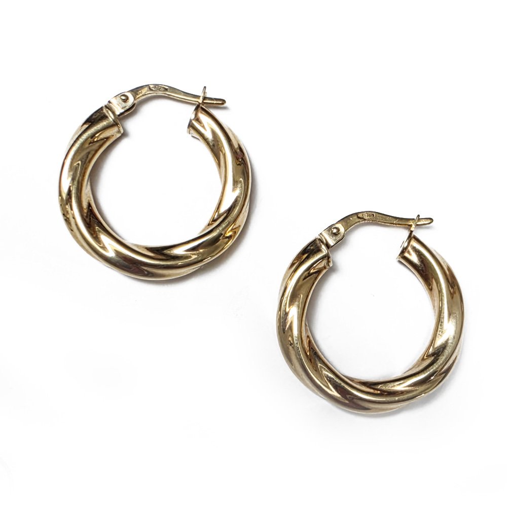Vintage 9ct Gold 'Midi' Ridged Twist Hoops
