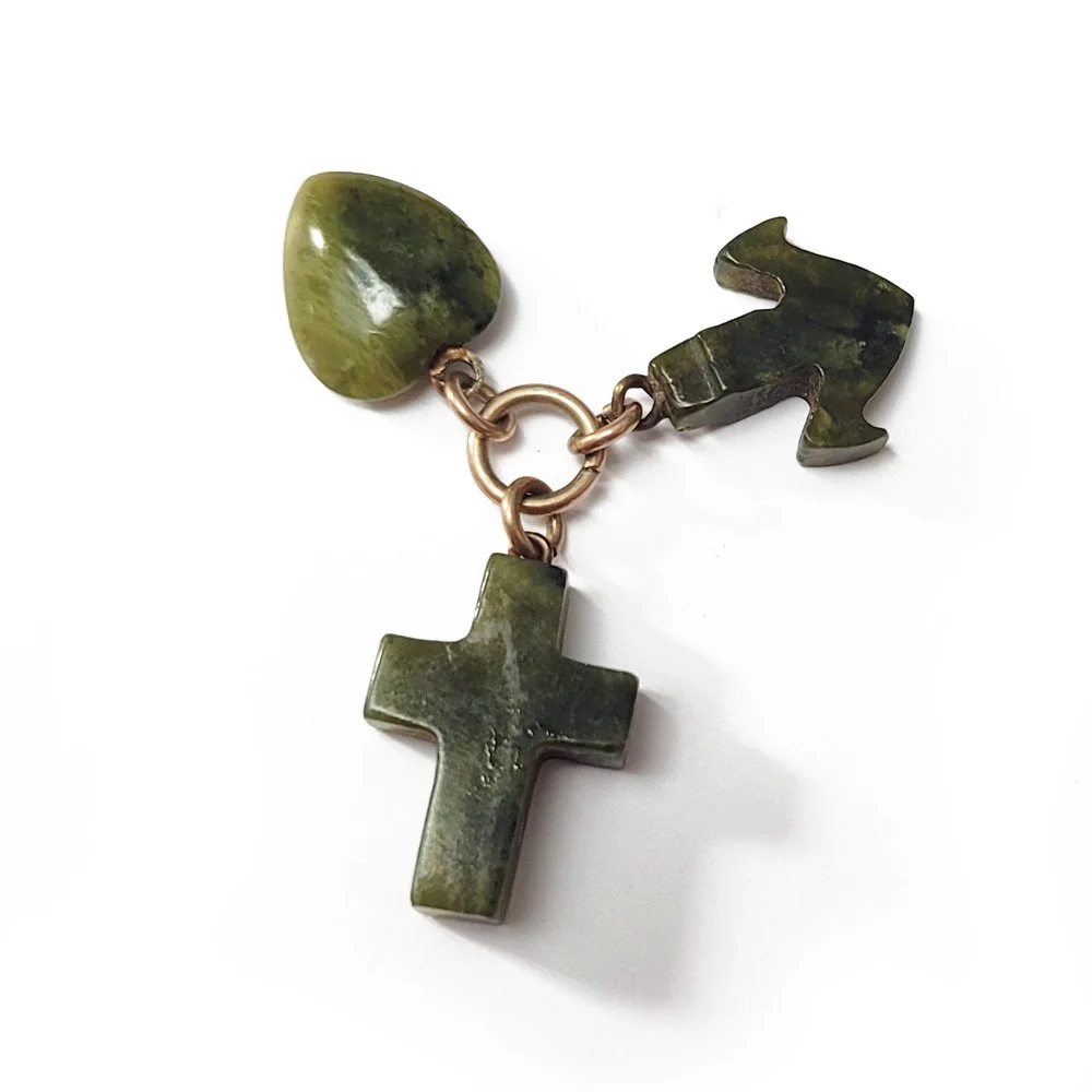 Victorian Connemara Marble 'Faith Hope & Charity' Pendant