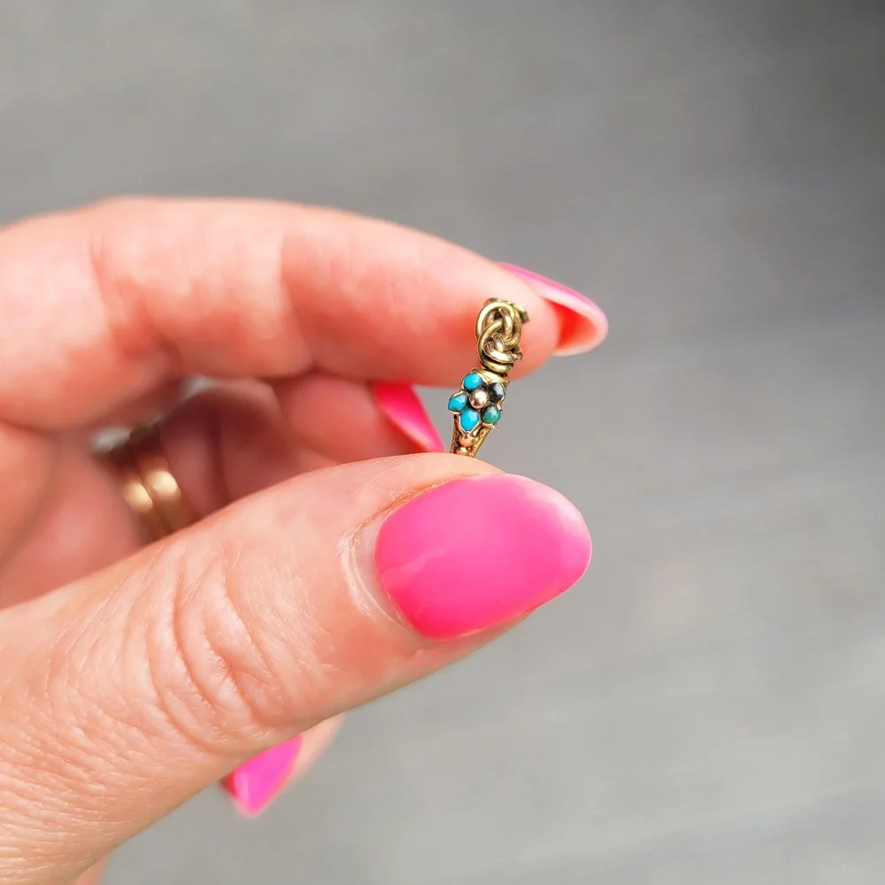 Victorian 15ct Gold & Turquoise Forget Me Not Ring