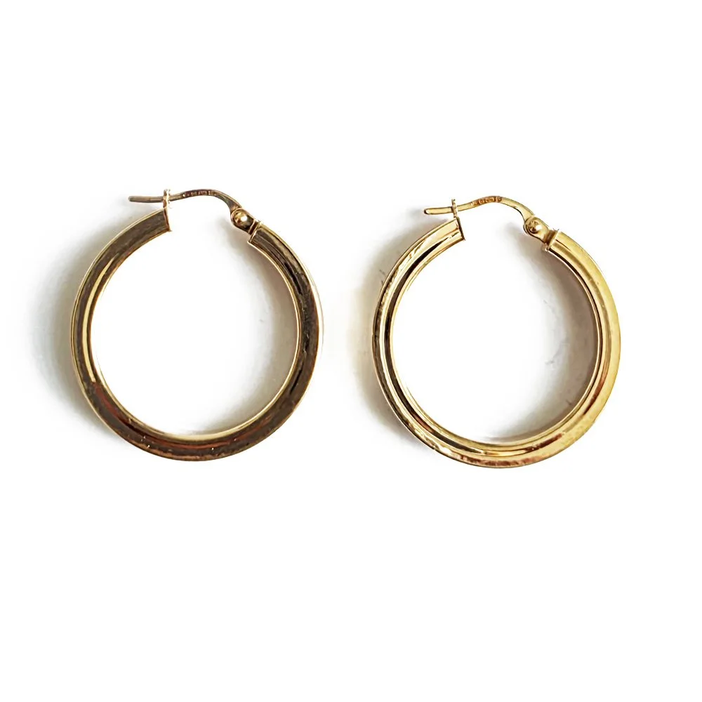 Vintage 9ct Gold Concave Hoops by UnoAErre