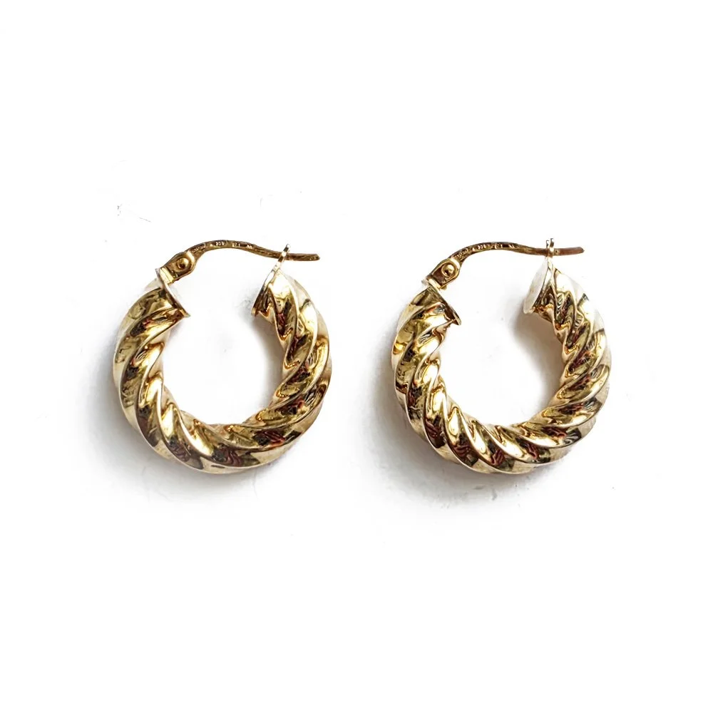 Vintage 9ct Gold Twisted Huggy Hoops by UnoAErre