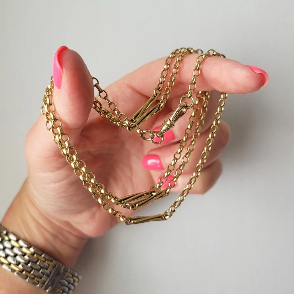 Antique 9ct Gold Belcher/Fancy Link Chain