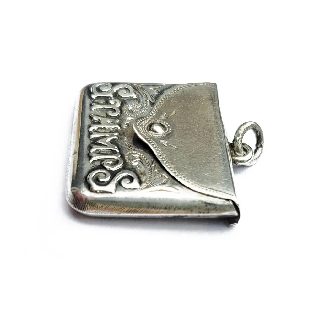 Edwardian Silver 'Stamps' Envelope Pendant