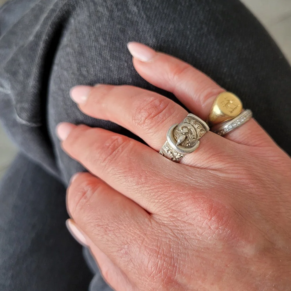 Beautifully Wide Victorian Silver Buckle Ring
