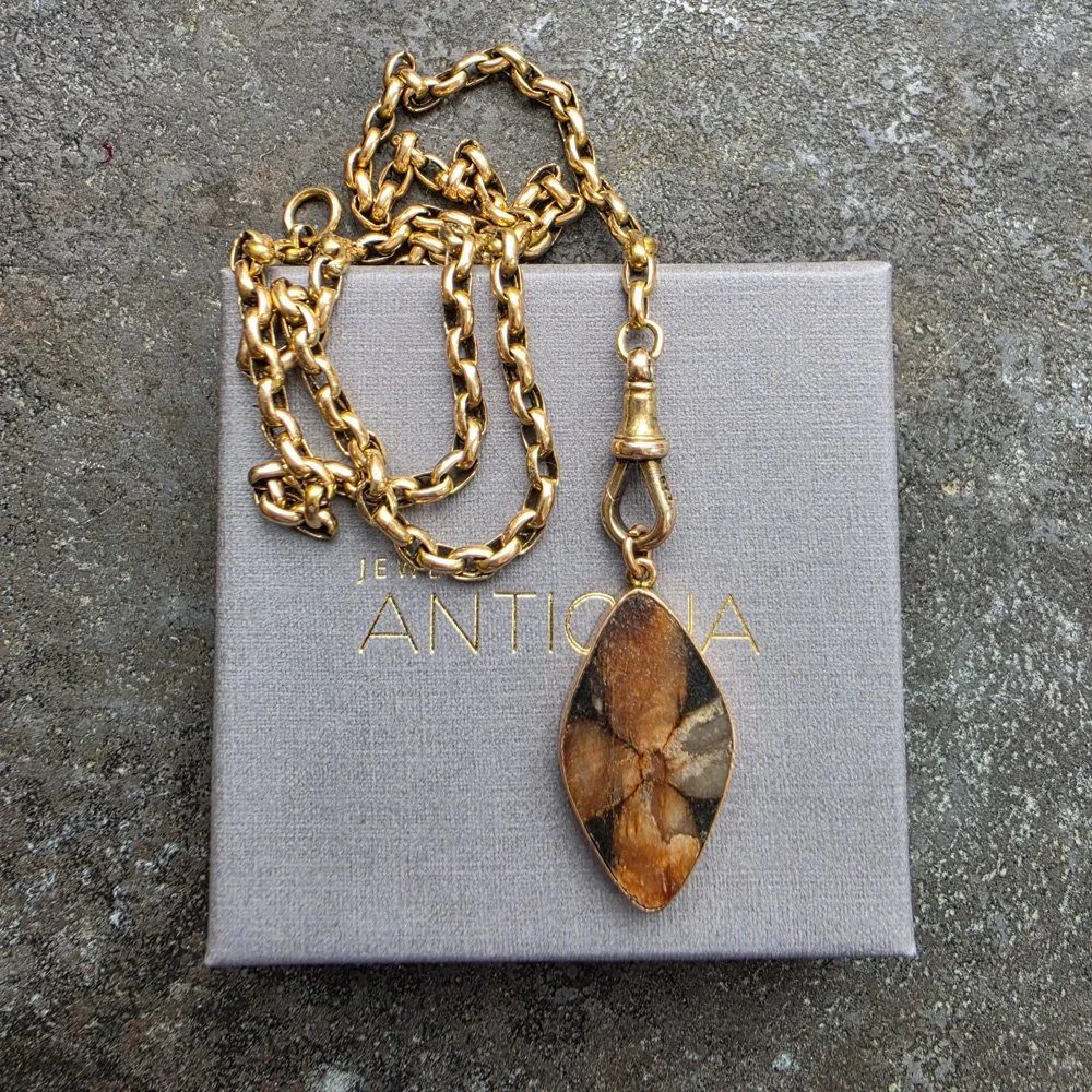 Victorian Chiastolite 'Four Leaf Clover' Pendant