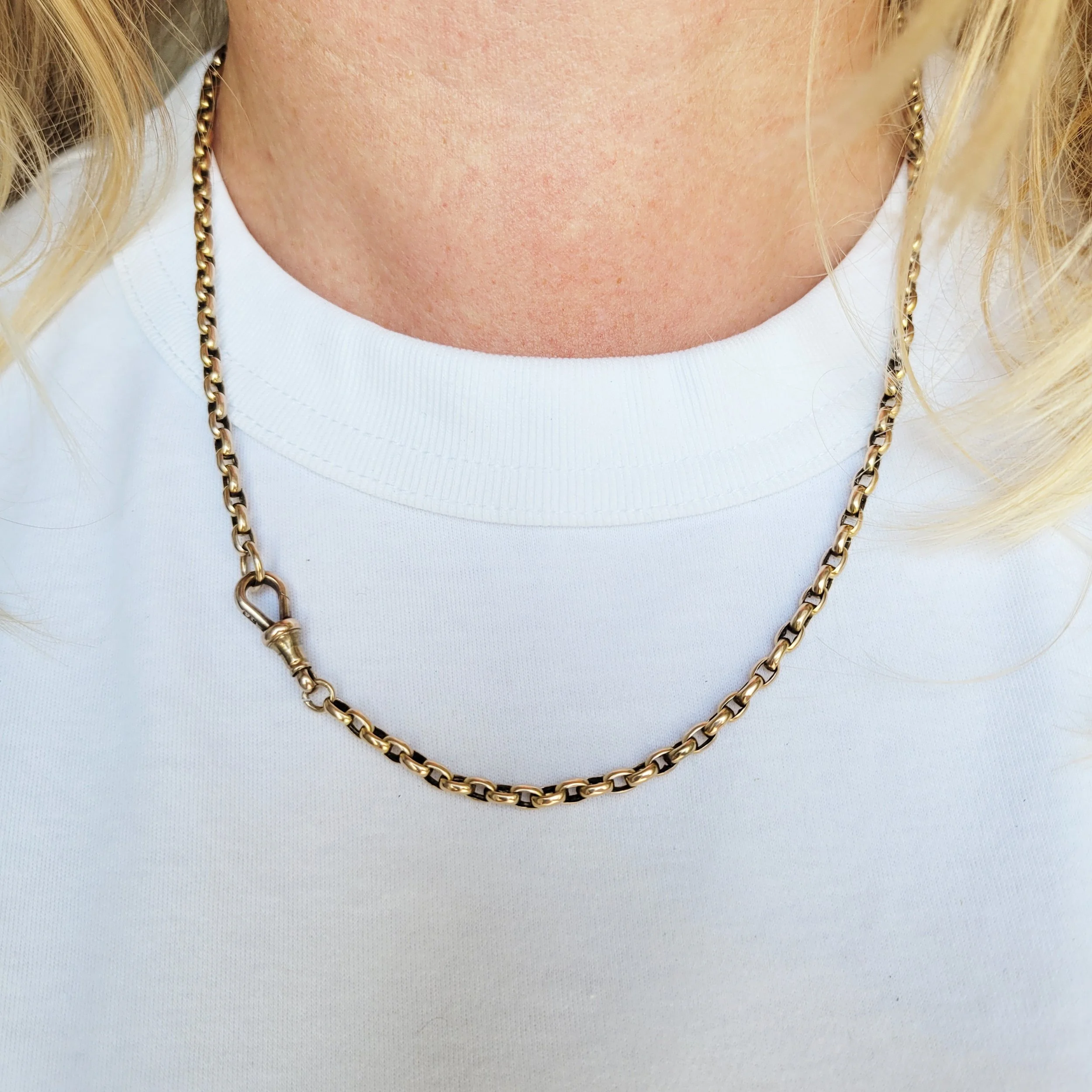 Antique 9ct Gold Oval Belcher Link Chain Jewels Antiqua