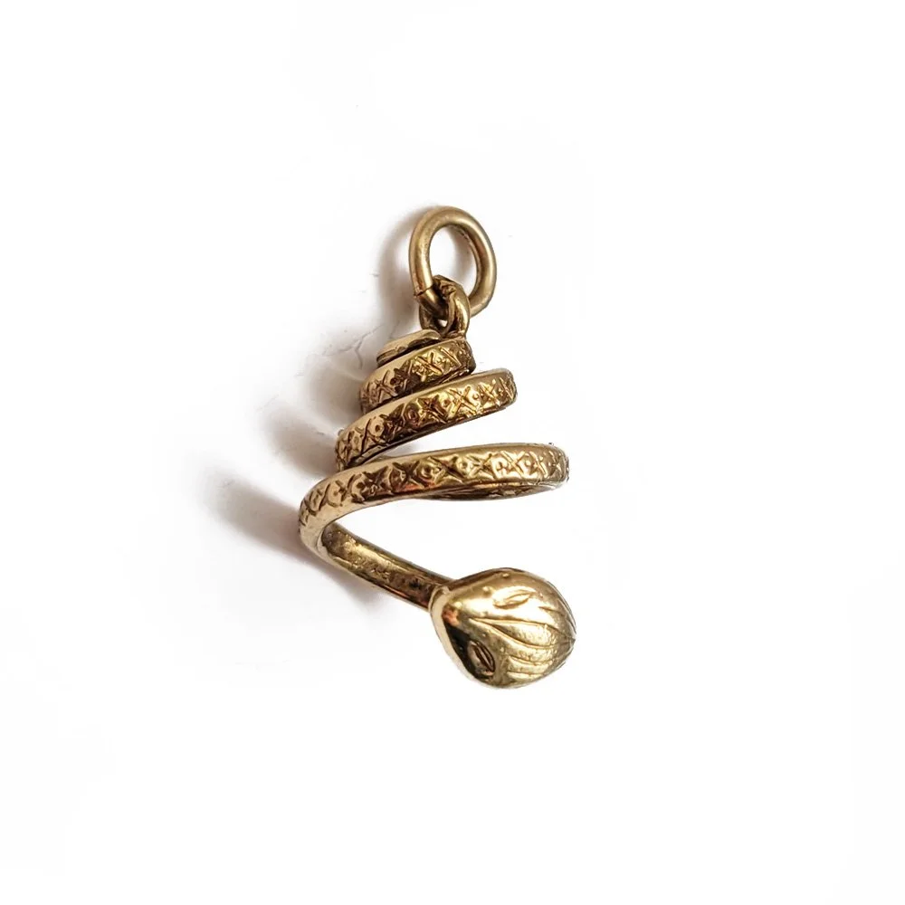 Vintage 9ct Gold Coiled Snake Pendant