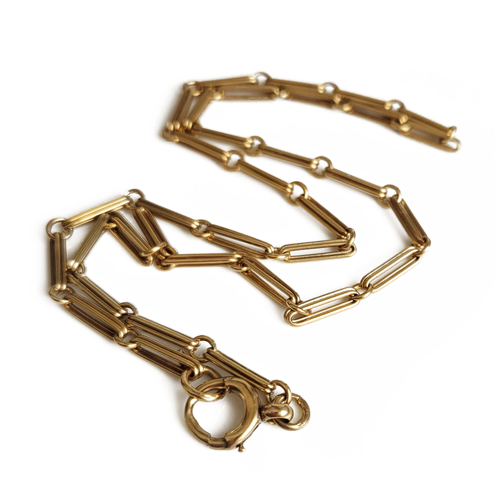 Antique 9ct Yellow Gold Double Trombone Link Chain