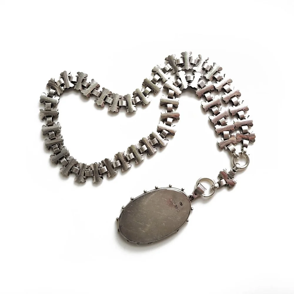 Epic Victorian Silver Collar and Two Colour Gold Locket