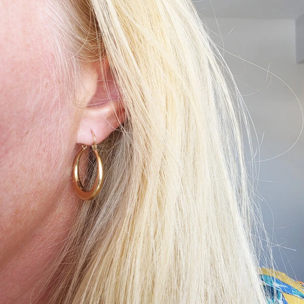 1970s 9ct Gold Crescent Hoops