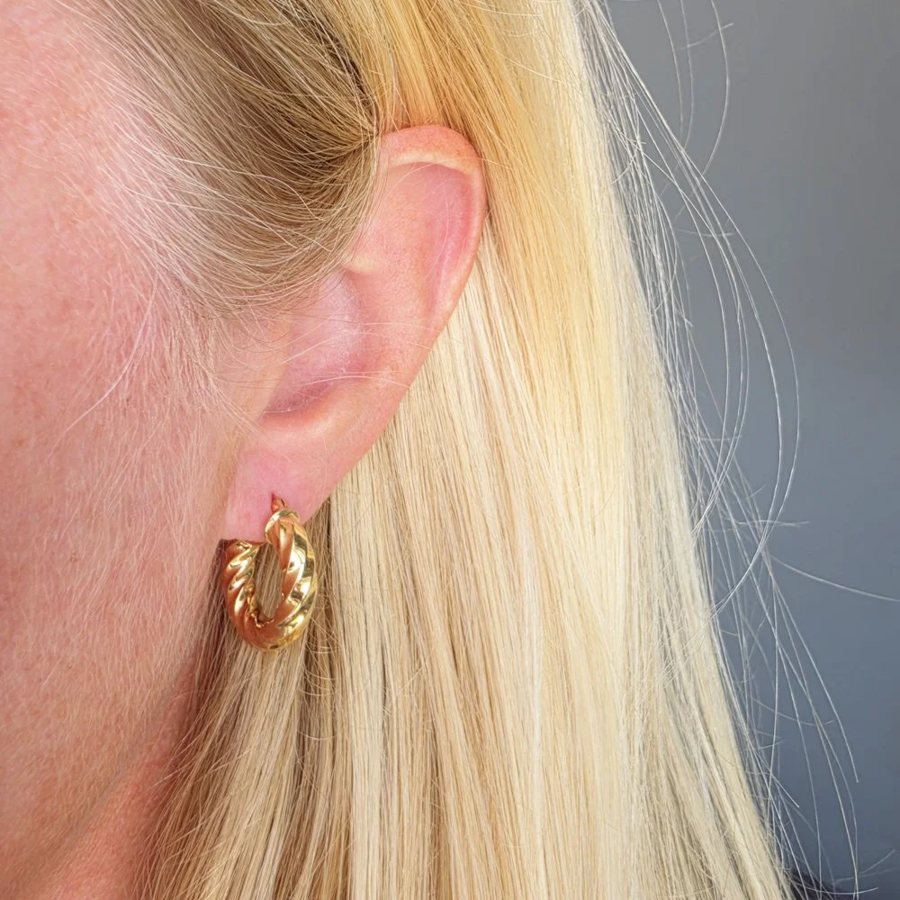 Vintage 9ct Gold Twisted Huggy Hoops by UnoAErre