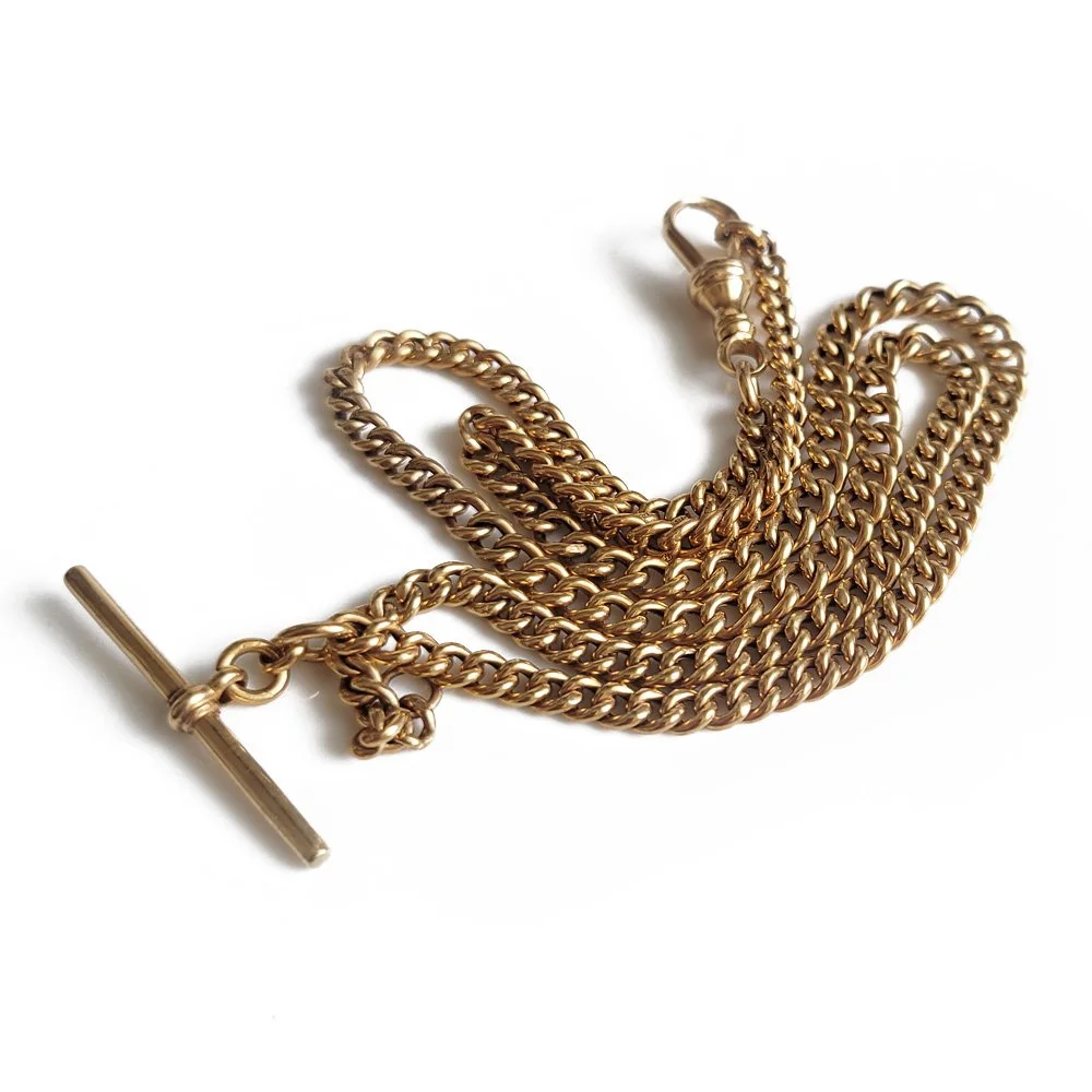 Antique 18ct Gold Albert Chain with Hollow Curb Links Jewels Antiqua