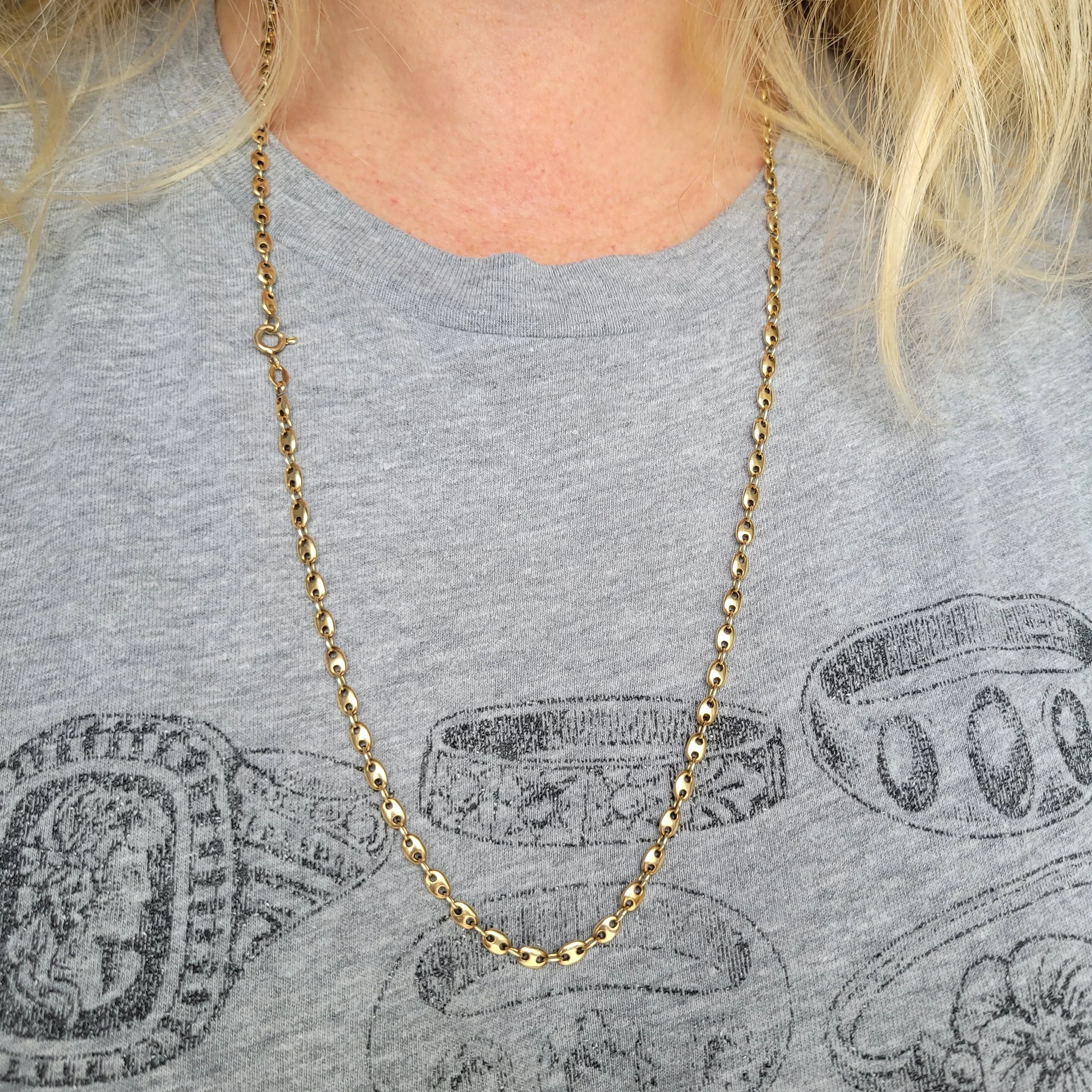 Vintage 9ct Gold Puffy Mariner Link Chain