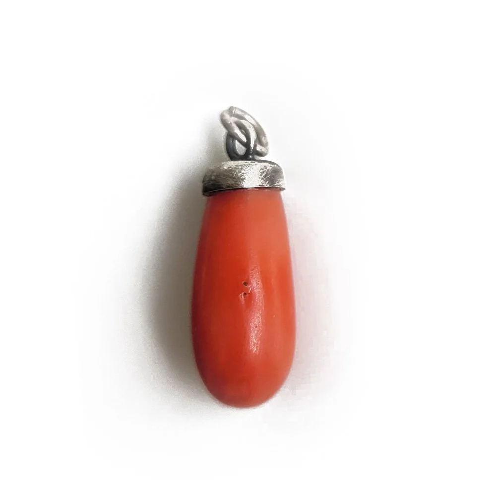 Antique Coral Drop Pendant