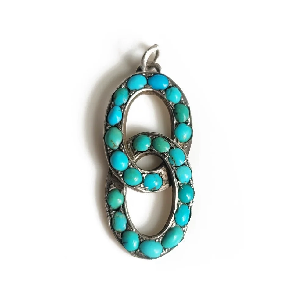 Antique Turquoise Interlocked Ovals Pendant