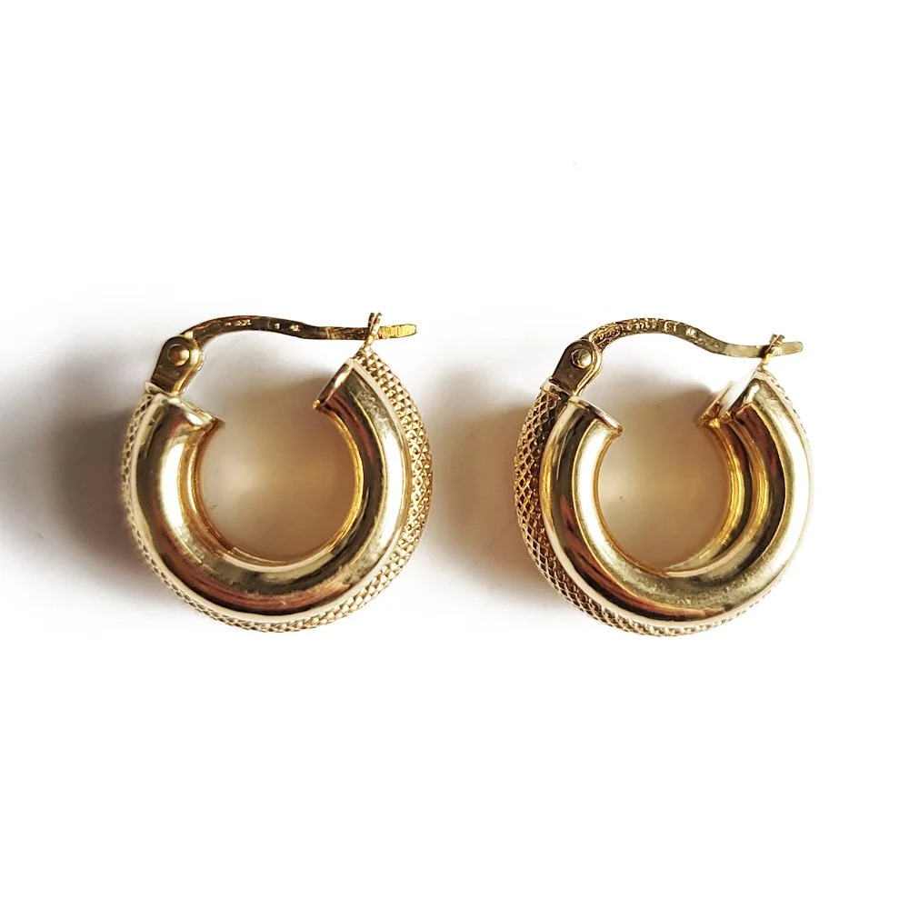 Vintage 9ct Textured Huggy Hoops
