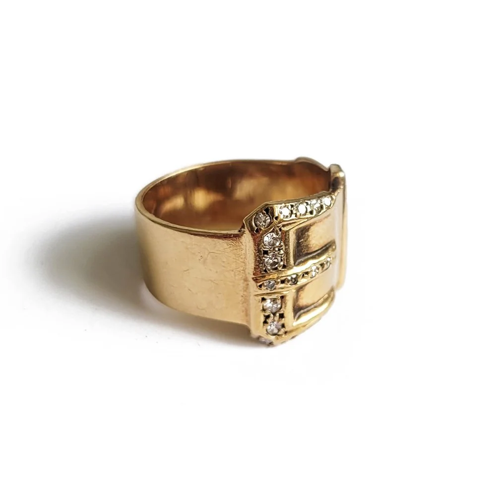1970s Diamond Set Buckle Ring