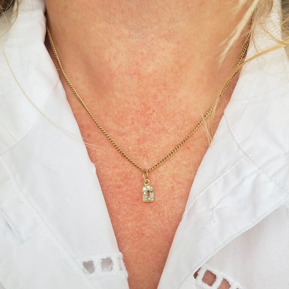 Victorian Old Cut Diamond 'D' Pendant Jewels Antiqua