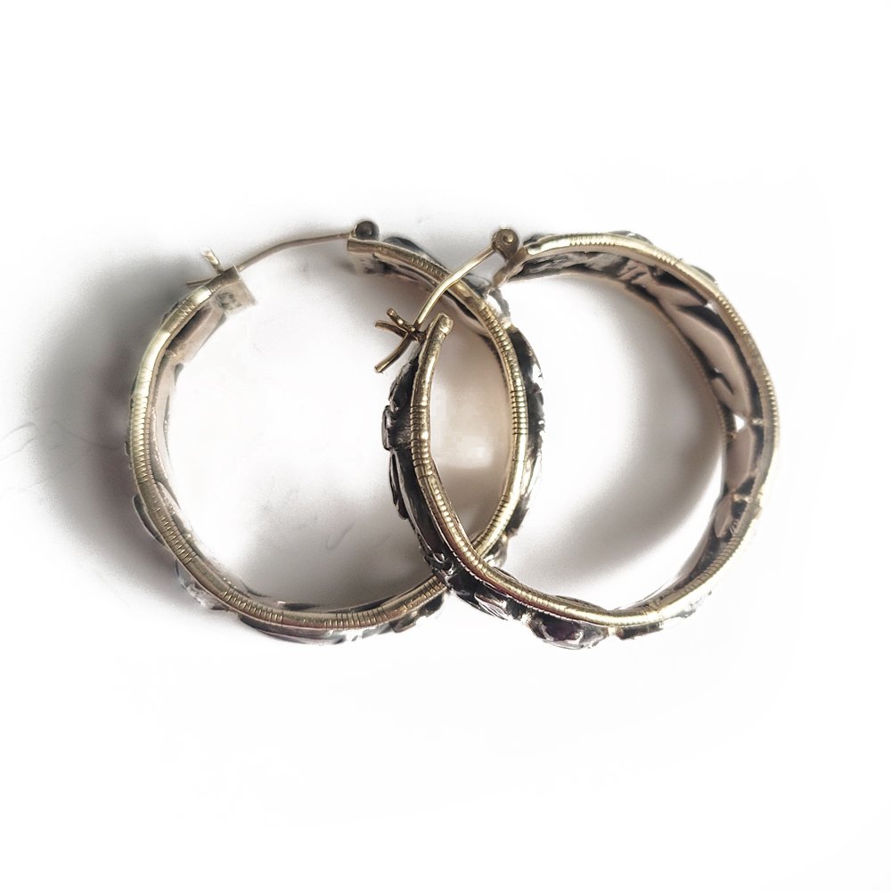 Antique Rose Cut Diamond Hoop Earrings