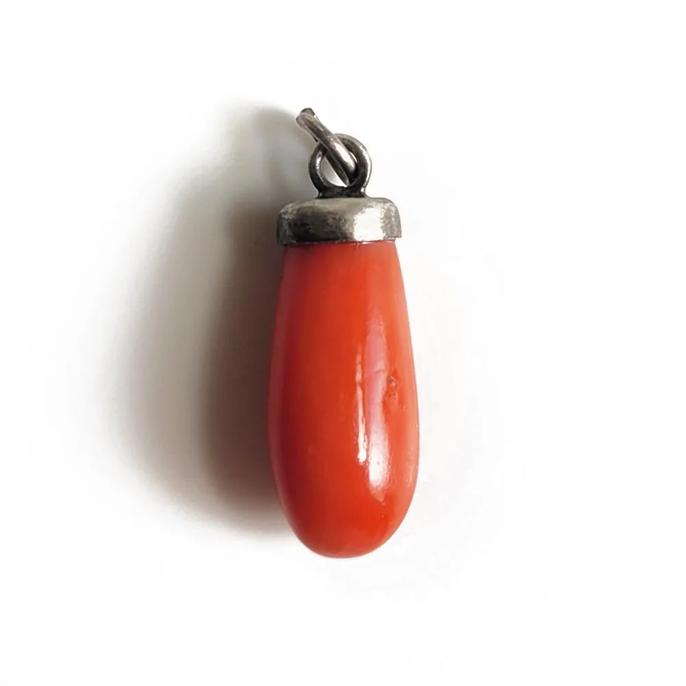 Antique Coral Drop Pendant